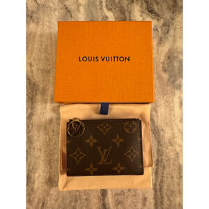 Louis Vuitton Monogram Canvas Card Holder with Gold LV Charm